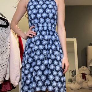 Blue and white floral summer dress